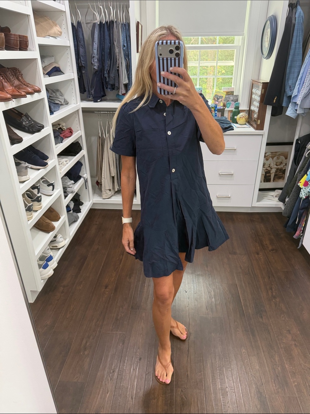 Avara Navy Short-Sleeve Shirt Dress XS